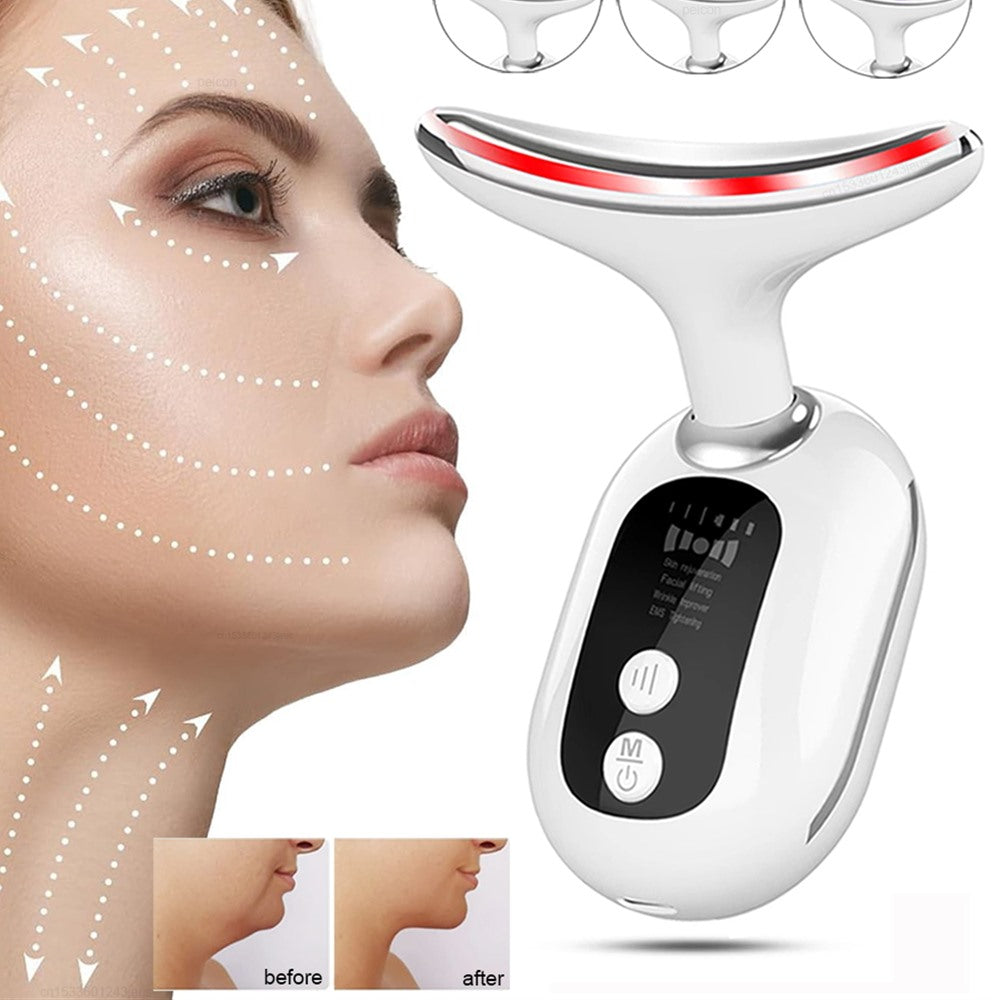 GlowLift Pro – 3-in-1 Face & Neck Lifting Massager | Red Light, Microcurrent & Warm Therapy