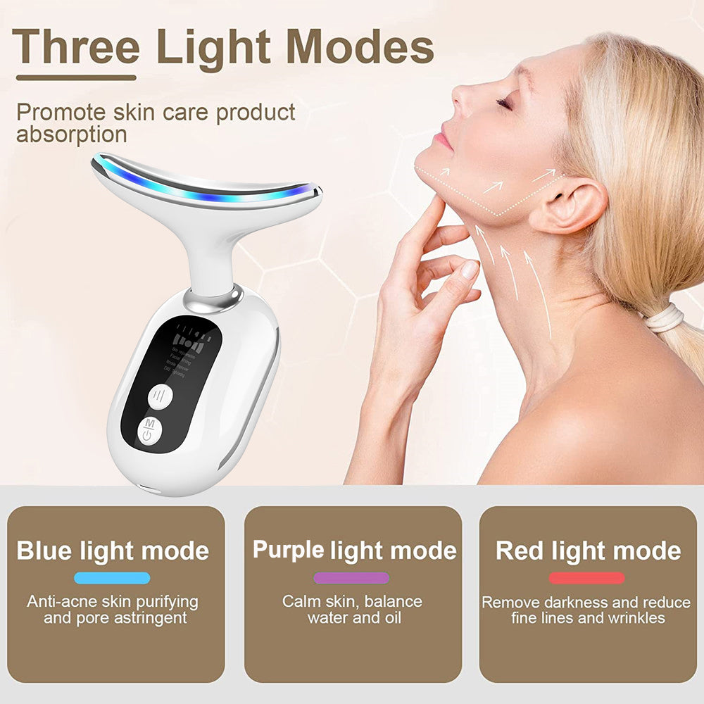 GlowLift Pro – 3-in-1 Face & Neck Lifting Massager | Red Light, Microcurrent & Warm Therapy
